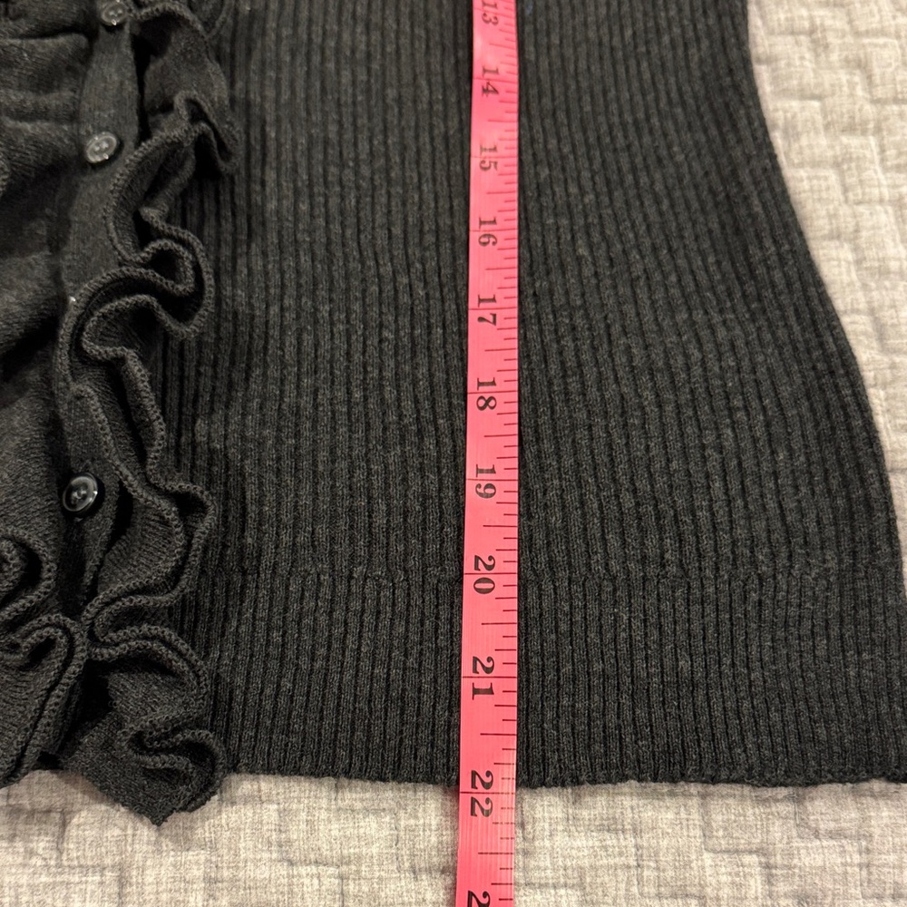 The Limited Gray ribbed ruffle button down V-Neck Sweater - Picture 11 of 11